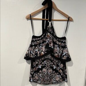 White House Black Market Ruffled Tie Front Camisole